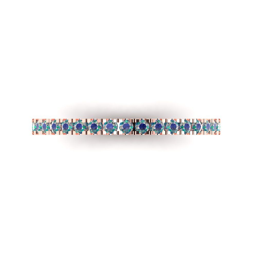 0.285 cttw Blue Moissanite Round Cut Rose Gold Eternity Wedding Band