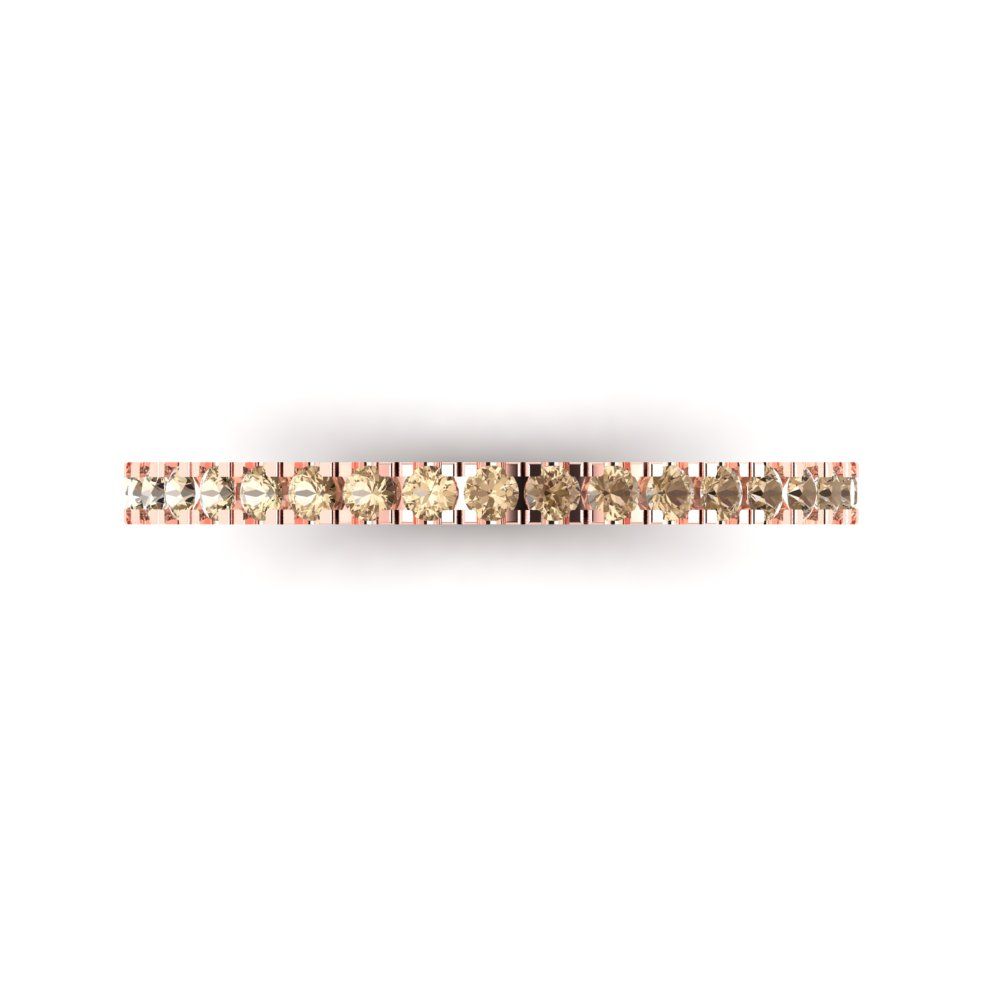 0.285 cttw Yellow Moissanite Round Cut Rose Gold Eternity Wedding Band