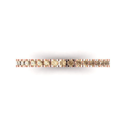 0.285 cttw Yellow Moissanite Round Cut Rose Gold Eternity Wedding Band