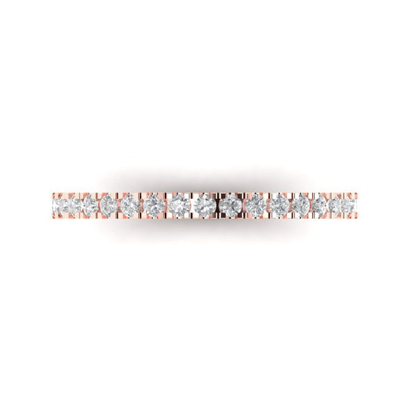 0.57 ct Brilliant Round Cut Clear Simulated Diamond Stone Rose Gold Stackable Band