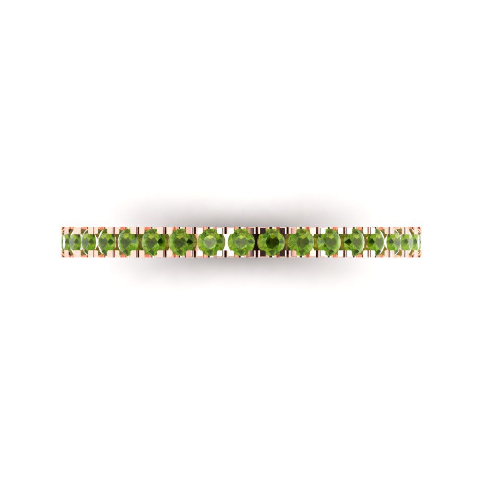 0.285 cttw Natural Peridot Round Cut Rose Gold Eternity Wedding Band