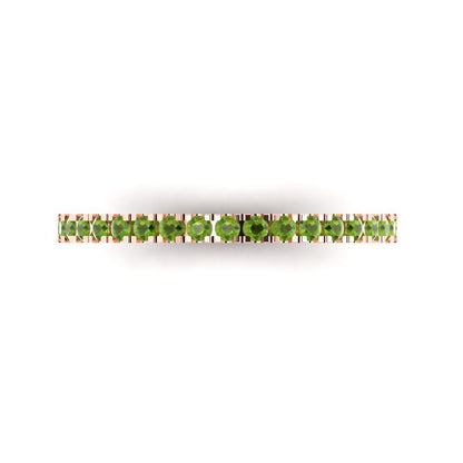 0.285 cttw Natural Peridot Round Cut Rose Gold Eternity Wedding Band