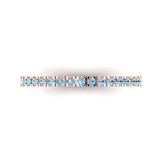 0.285 cttw Simulated Blue Diamond Round Cut Rose Gold Eternity Wedding Band