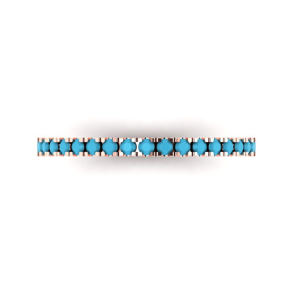 0.285 cttw Simulated Turquoise Round Cut Rose Gold Eternity Wedding Band