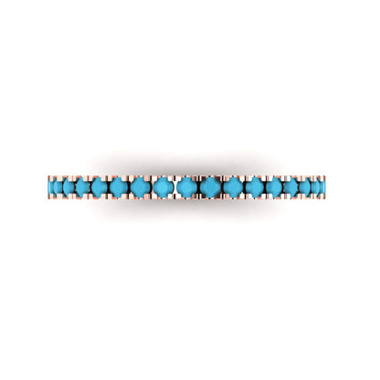 0.285 cttw Simulated Turquoise Round Cut Rose Gold Eternity Wedding Band