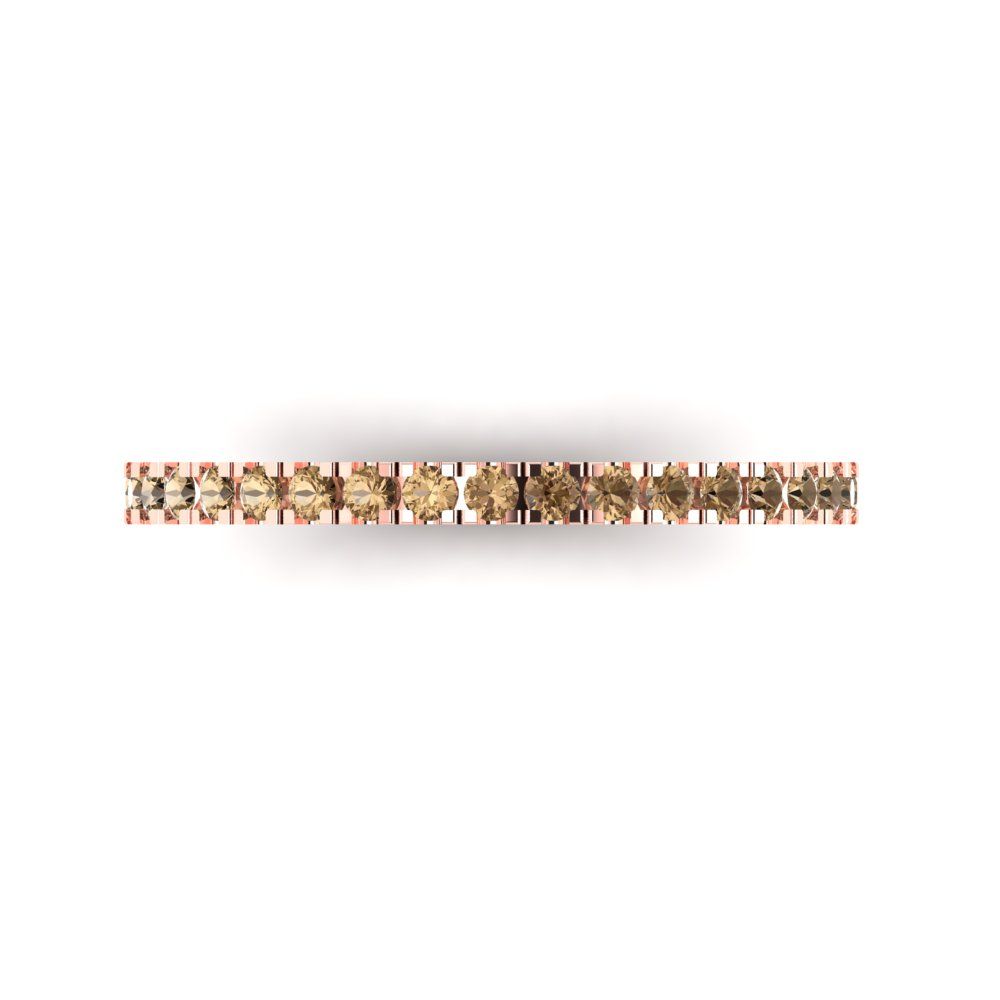 0.285 cttw Simulated Champagne Diamond Round Cut Rose Gold Eternity Wedding Band
