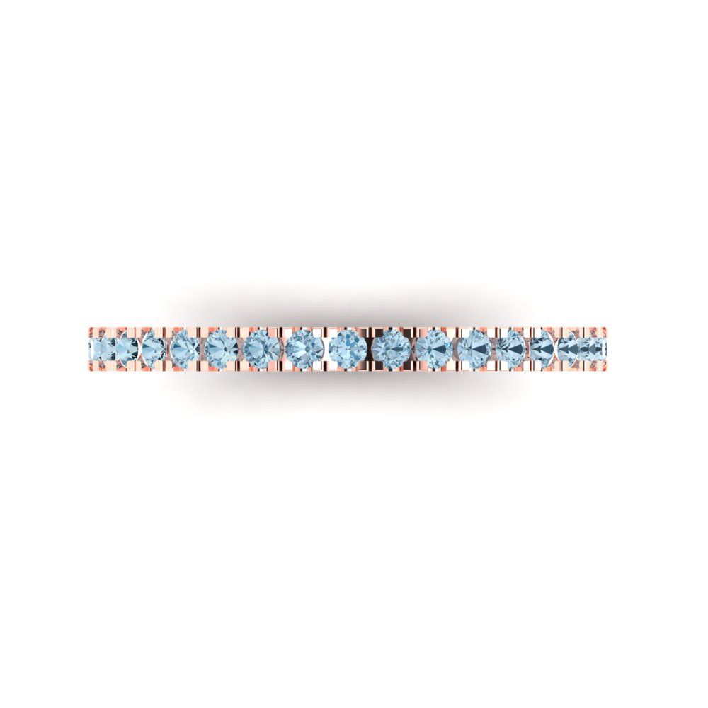 0.285 cttw Natural Sky Blue Topaz Round Cut Rose Gold Eternity Wedding Band