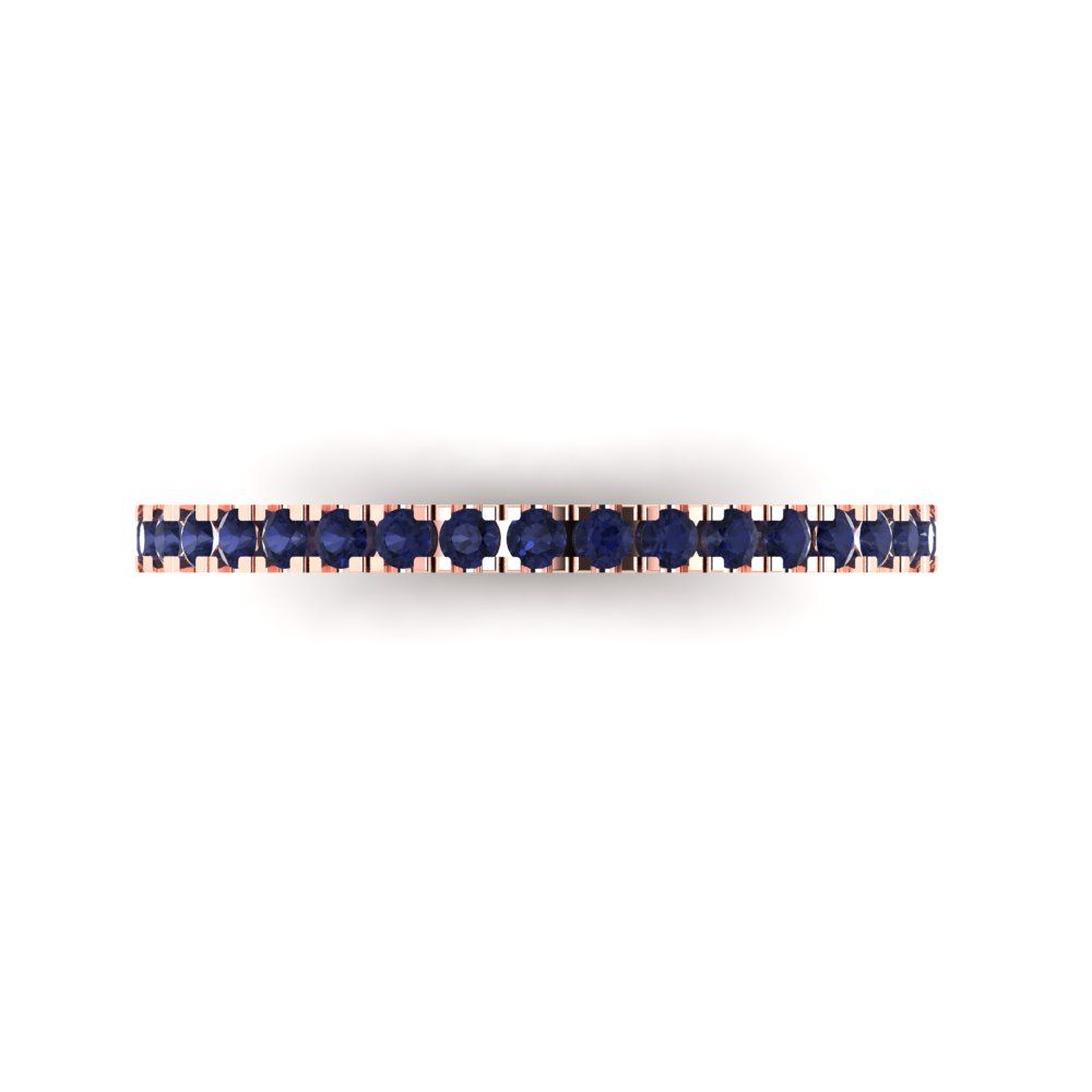 0.285 cttw Simulated Blue Sapphire Round Cut Rose Gold Eternity Wedding Band