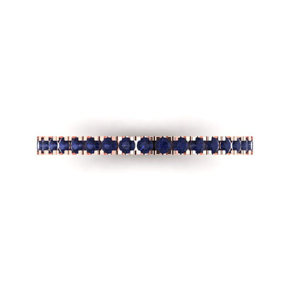 0.285 cttw Simulated Blue Sapphire Round Cut Rose Gold Eternity Wedding Band
