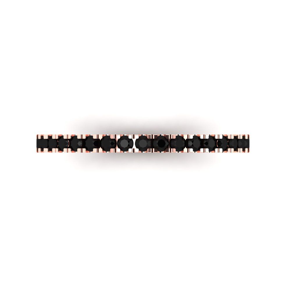 0.285 cttw Natural Onyx Round Cut Rose Gold Eternity Wedding Band