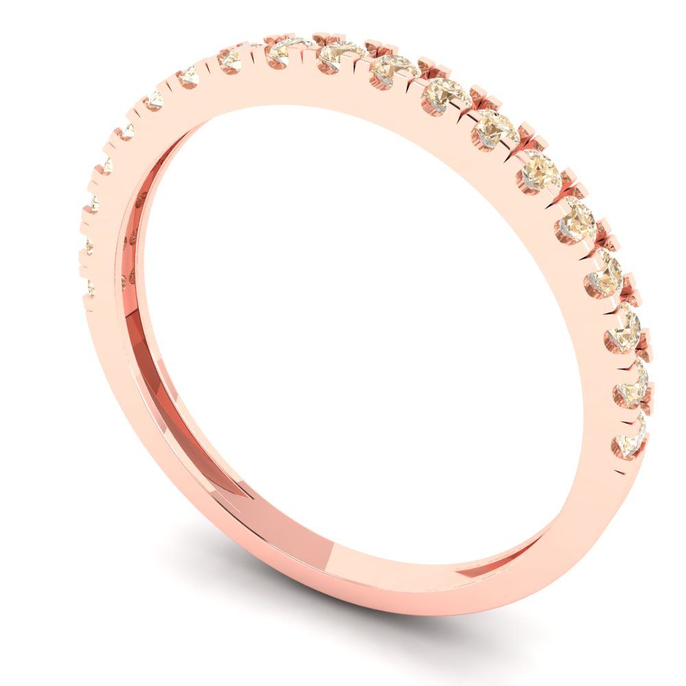 0.285 cttw Natural Morganite Round Cut Rose Gold Eternity Wedding Band