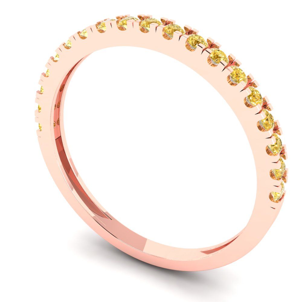 0.285 cttw Natural Citrine Round Cut Rose Gold Eternity Wedding Band