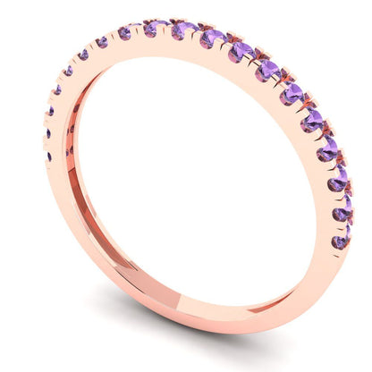 0.285 cttw Simulated Alexandrite Round Cut Rose Gold Eternity Wedding Band
