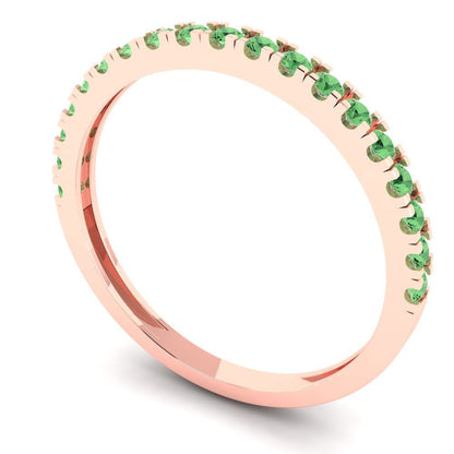 0.285 cttw Simulated Green Diamond Round Cut Rose Gold Eternity Wedding Band