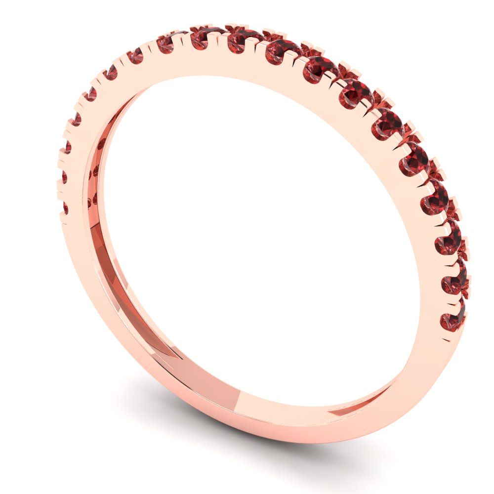 0.285 cttw Natural Garnet Round Cut Rose Gold Eternity Wedding Band