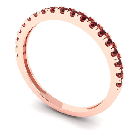 0.285 cttw Natural Garnet Round Cut Rose Gold Eternity Wedding Band