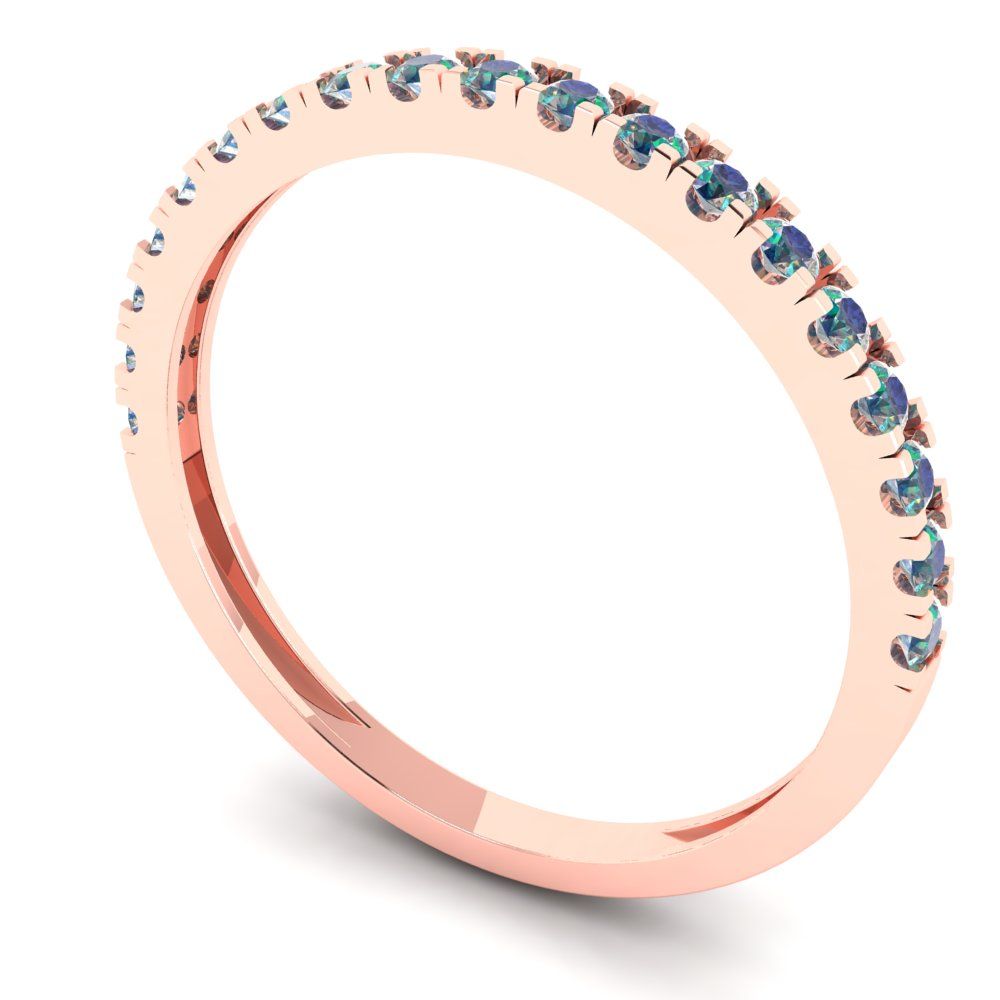 0.285 cttw Blue Moissanite Round Cut Rose Gold Eternity Wedding Band