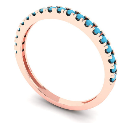 0.285 cttw Simulated Turquoise Round Cut Rose Gold Eternity Wedding Band