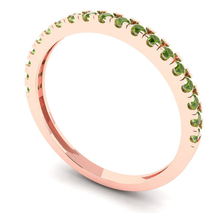 0.285 cttw Natural Peridot Round Cut Rose Gold Eternity Wedding Band