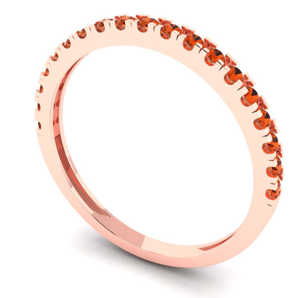 0.285 cttw Simulated Red Diamond Round Cut Rose Gold Eternity Wedding Band