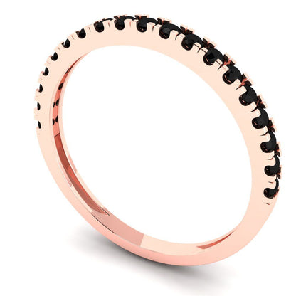 0.285 cttw Natural Onyx Round Cut Rose Gold Eternity Wedding Band
