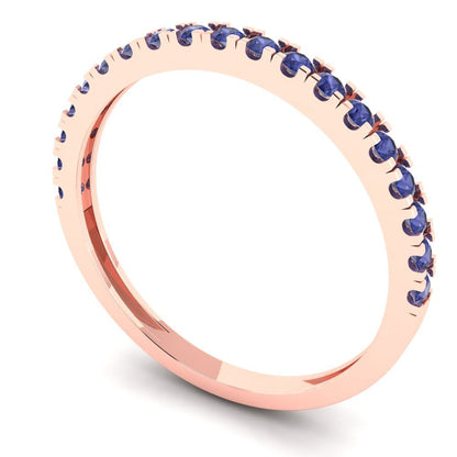 0.285 cttw Simulated Tanzanite Round Cut Rose Gold Eternity Wedding Band