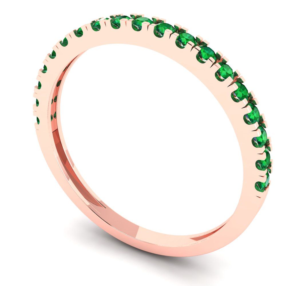 0.285 cttw Simulated Emerald Round Cut Rose Gold Eternity Wedding Band