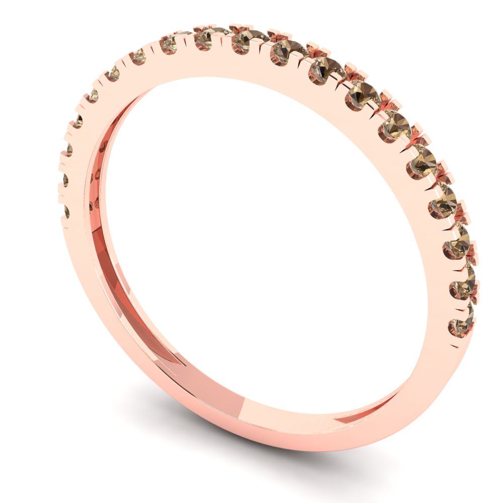 0.285 cttw Simulated Champagne Diamond Round Cut Rose Gold Eternity Wedding Band