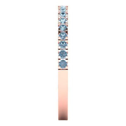 0.285 cttw Natural Aquamarine Round Cut Rose Gold Eternity Wedding Band