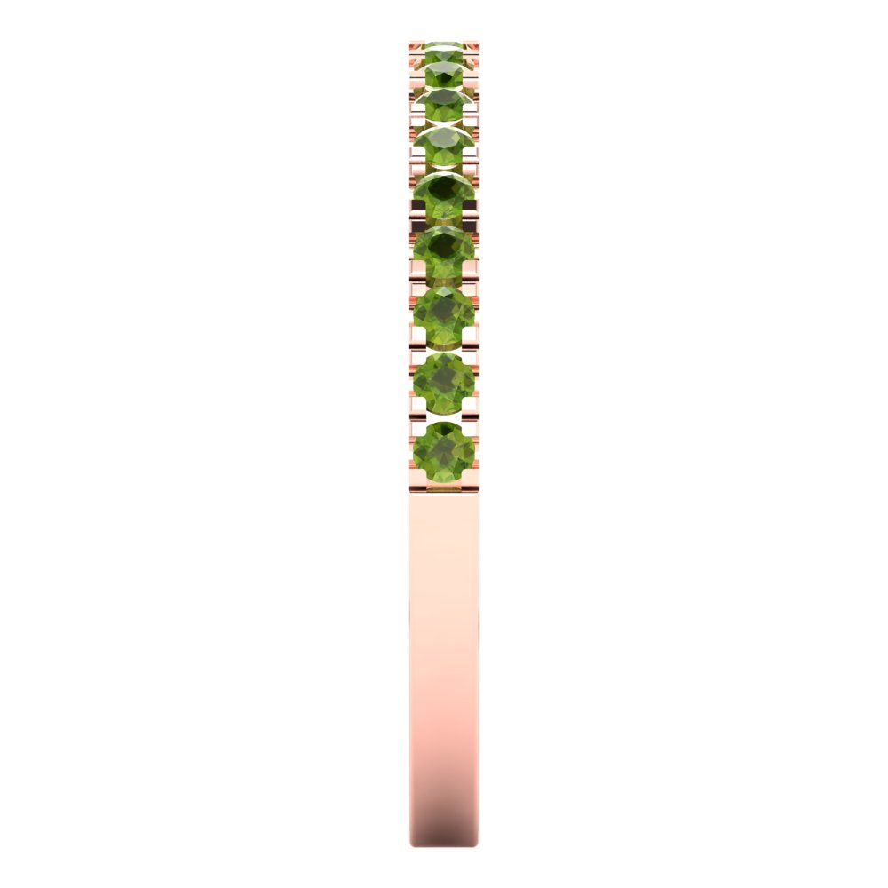 0.285 cttw Natural Peridot Round Cut Rose Gold Eternity Wedding Band