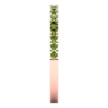 0.285 cttw Natural Peridot Round Cut Rose Gold Eternity Wedding Band