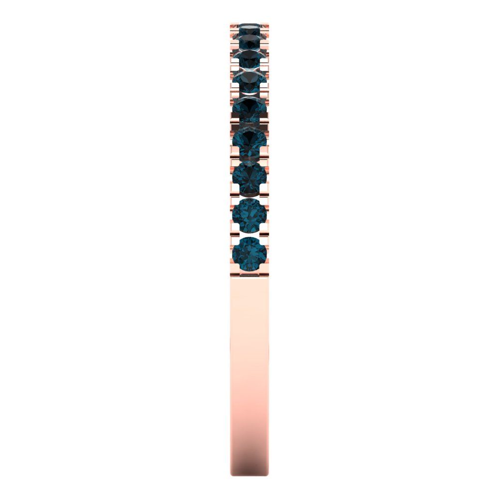 0.285 cttw Natural London Blue Topaz Round Cut Rose Gold Eternity Wedding Band