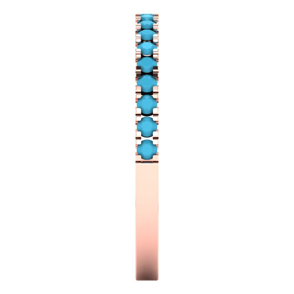 0.285 cttw Simulated Turquoise Round Cut Rose Gold Eternity Wedding Band