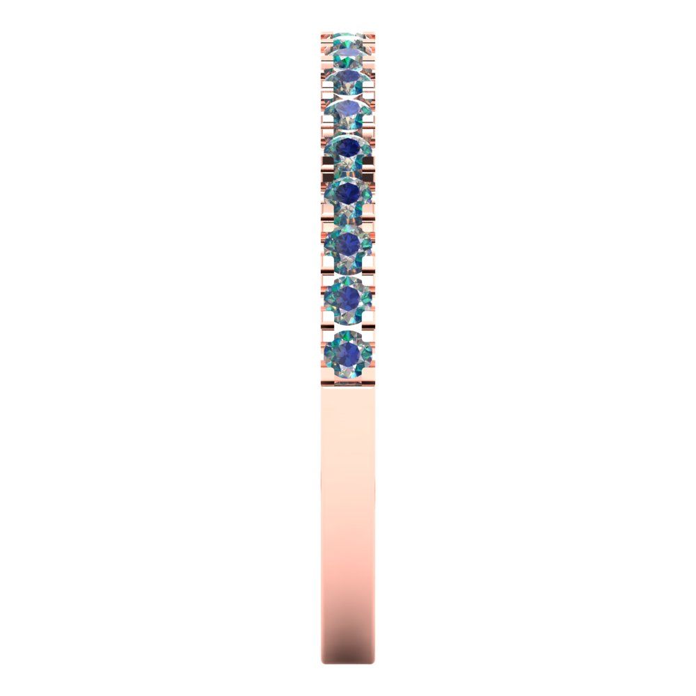0.285 cttw Blue Moissanite Round Cut Rose Gold Eternity Wedding Band