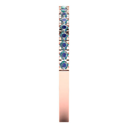 0.285 cttw Blue Moissanite Round Cut Rose Gold Eternity Wedding Band