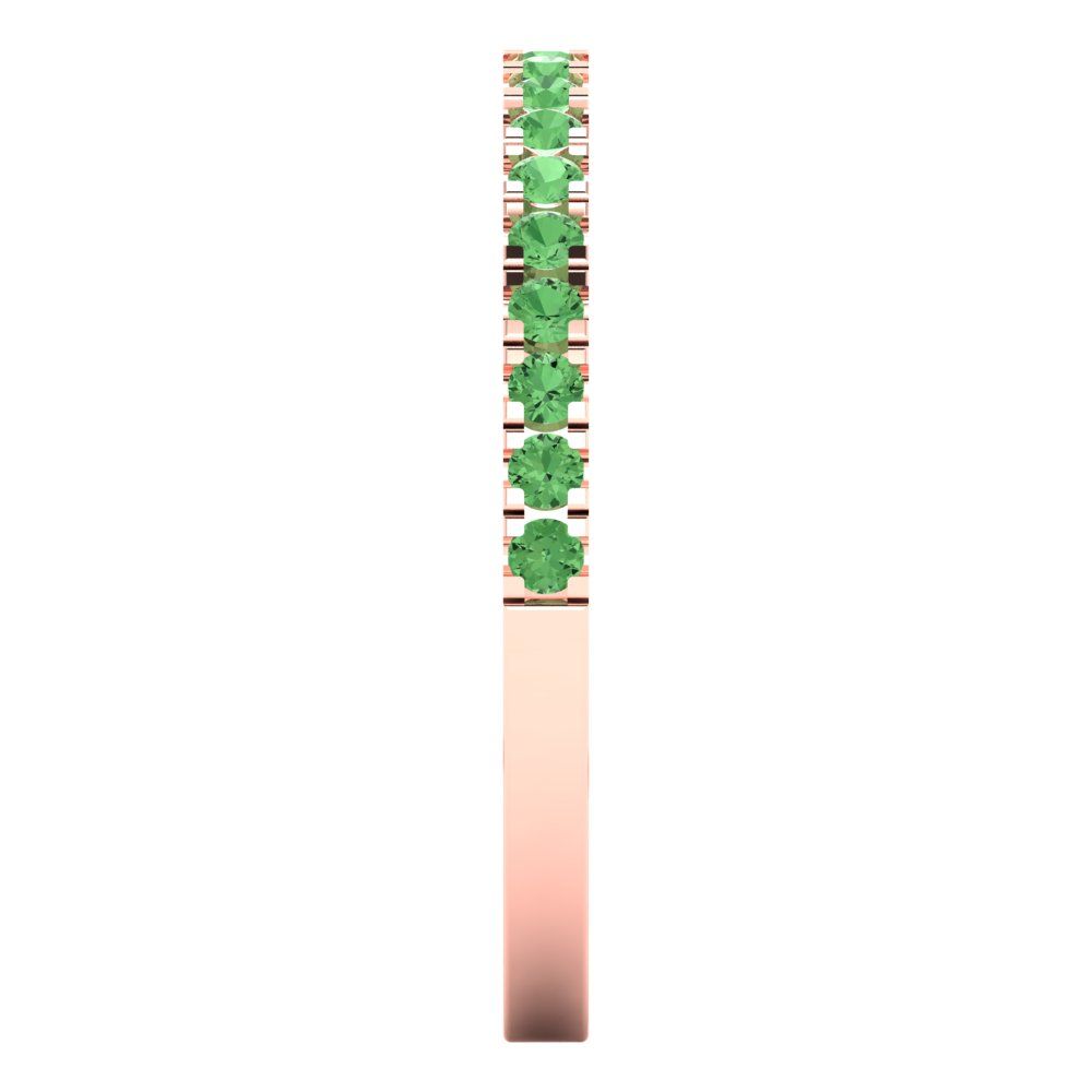 0.285 cttw Simulated Green Diamond Round Cut Rose Gold Eternity Wedding Band