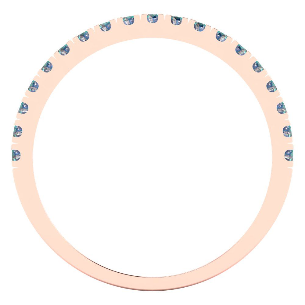 0.285 cttw Blue Moissanite Round Cut Rose Gold Eternity Wedding Band
