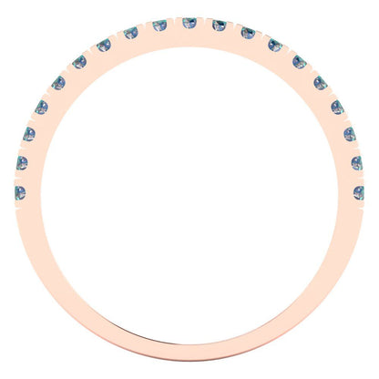 0.285 cttw Blue Moissanite Round Cut Rose Gold Eternity Wedding Band