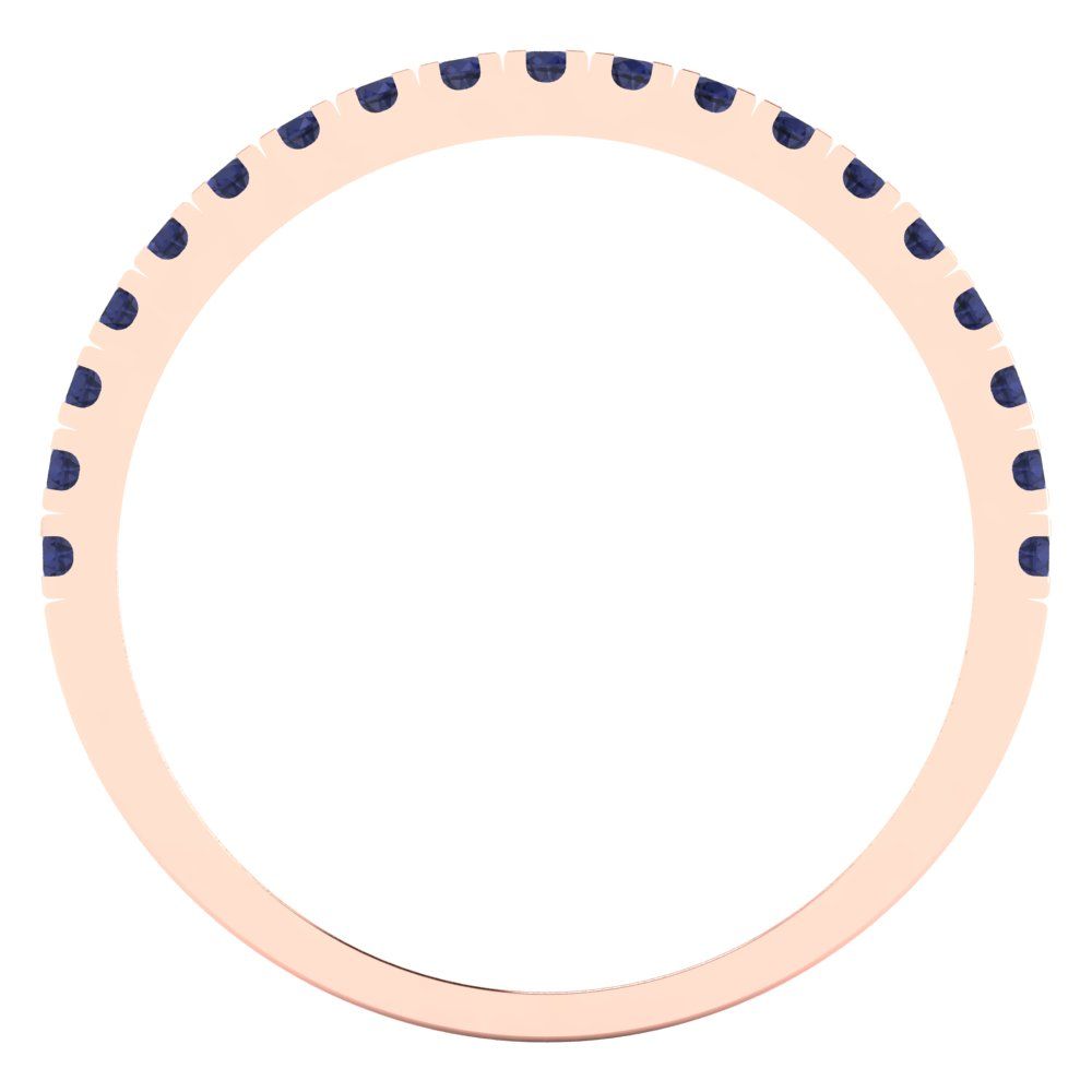 0.285 cttw Simulated Blue Sapphire Round Cut Rose Gold Eternity Wedding Band