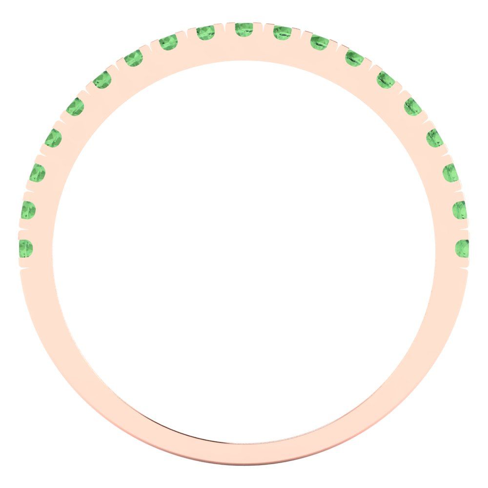 0.285 cttw Simulated Green Diamond Round Cut Rose Gold Eternity Wedding Band