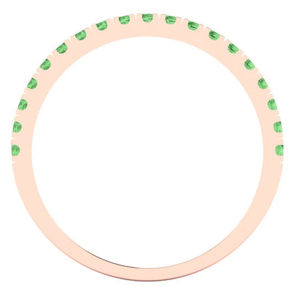 0.285 cttw Simulated Green Diamond Round Cut Rose Gold Eternity Wedding Band