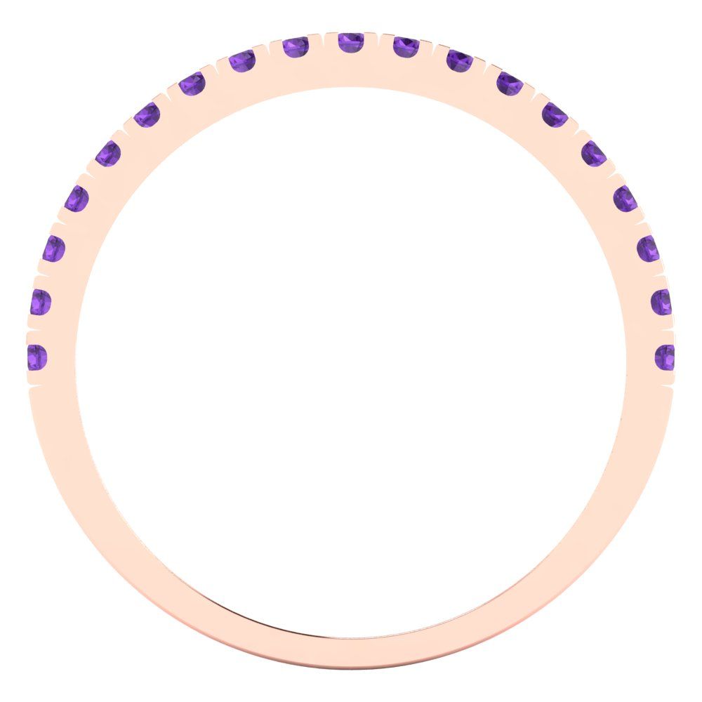 0.285 cttw Natural Amethyst Round Cut Rose Gold Eternity Wedding Band