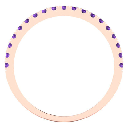 0.285 cttw Natural Amethyst Round Cut Rose Gold Eternity Wedding Band