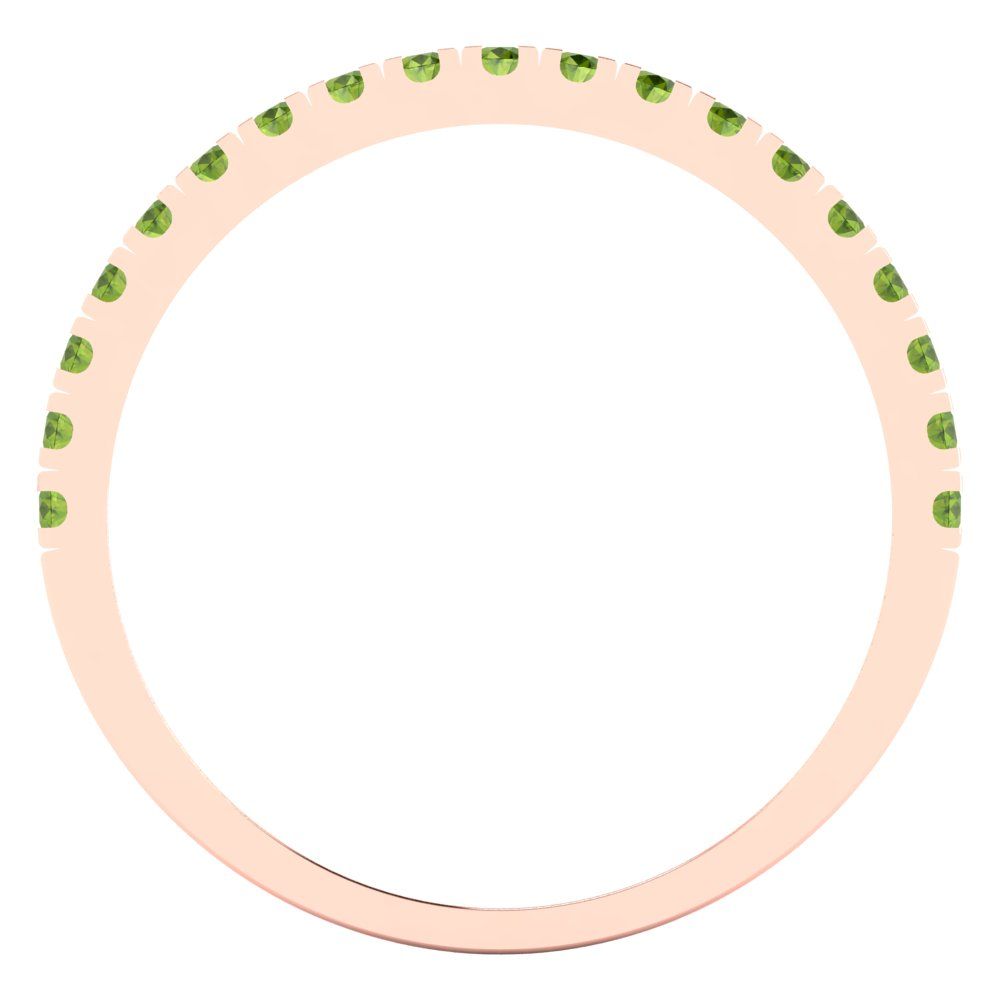0.285 cttw Natural Peridot Round Cut Rose Gold Eternity Wedding Band