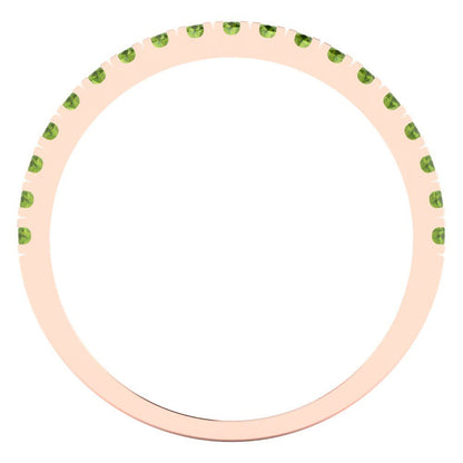 0.285 cttw Natural Peridot Round Cut Rose Gold Eternity Wedding Band