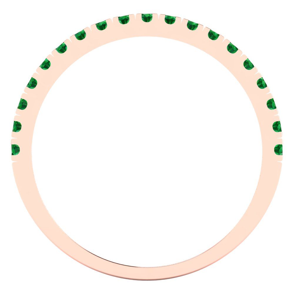 0.285 cttw Simulated Emerald Round Cut Rose Gold Eternity Wedding Band