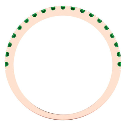 0.285 cttw Simulated Emerald Round Cut Rose Gold Eternity Wedding Band