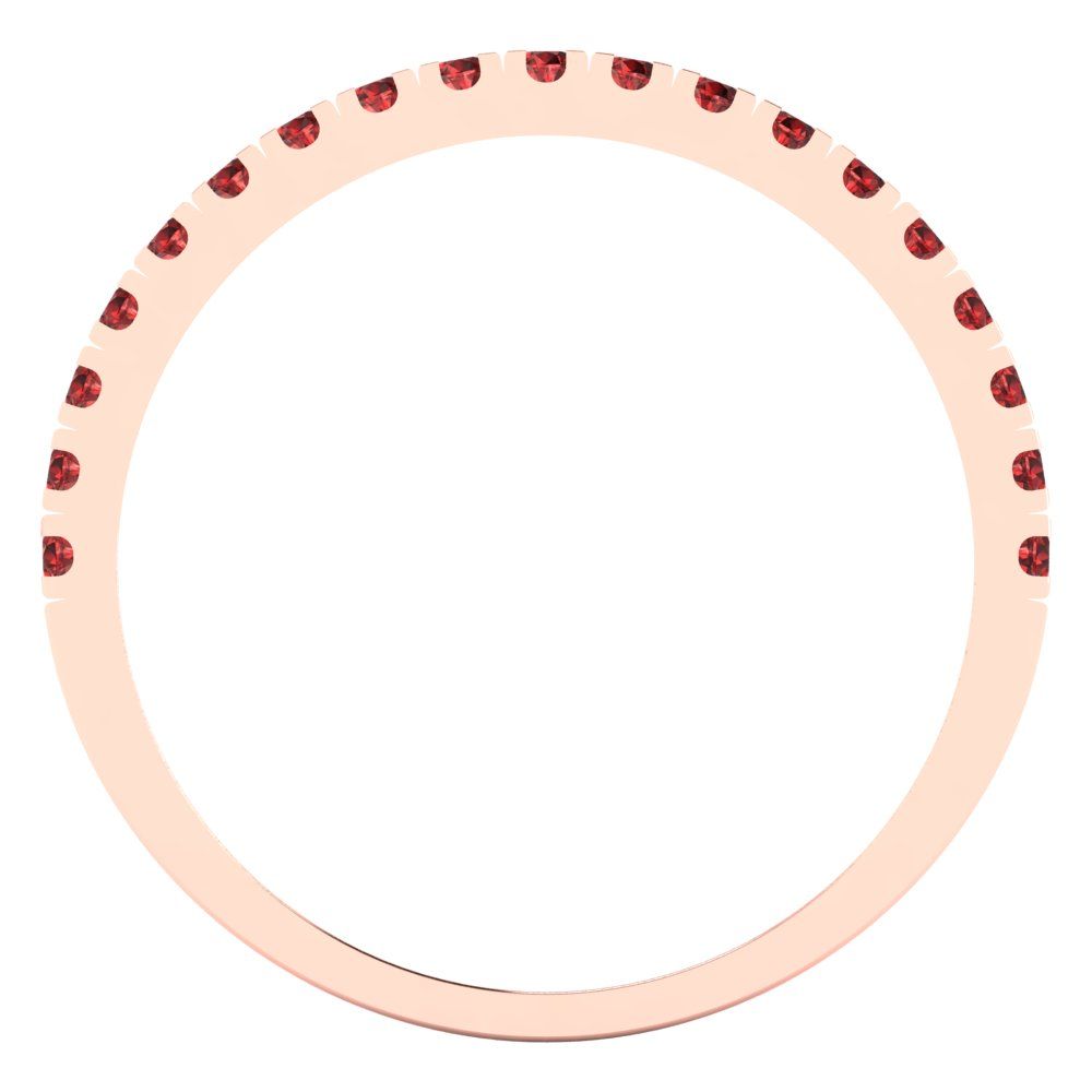 0.285 cttw Natural Garnet Round Cut Rose Gold Eternity Wedding Band