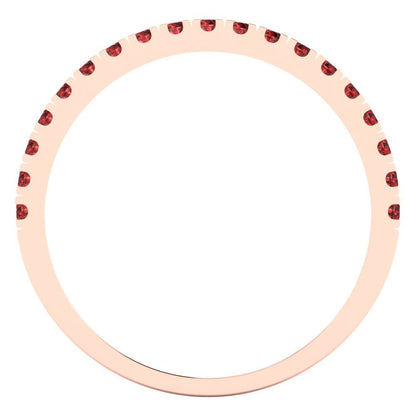 0.285 cttw Natural Garnet Round Cut Rose Gold Eternity Wedding Band