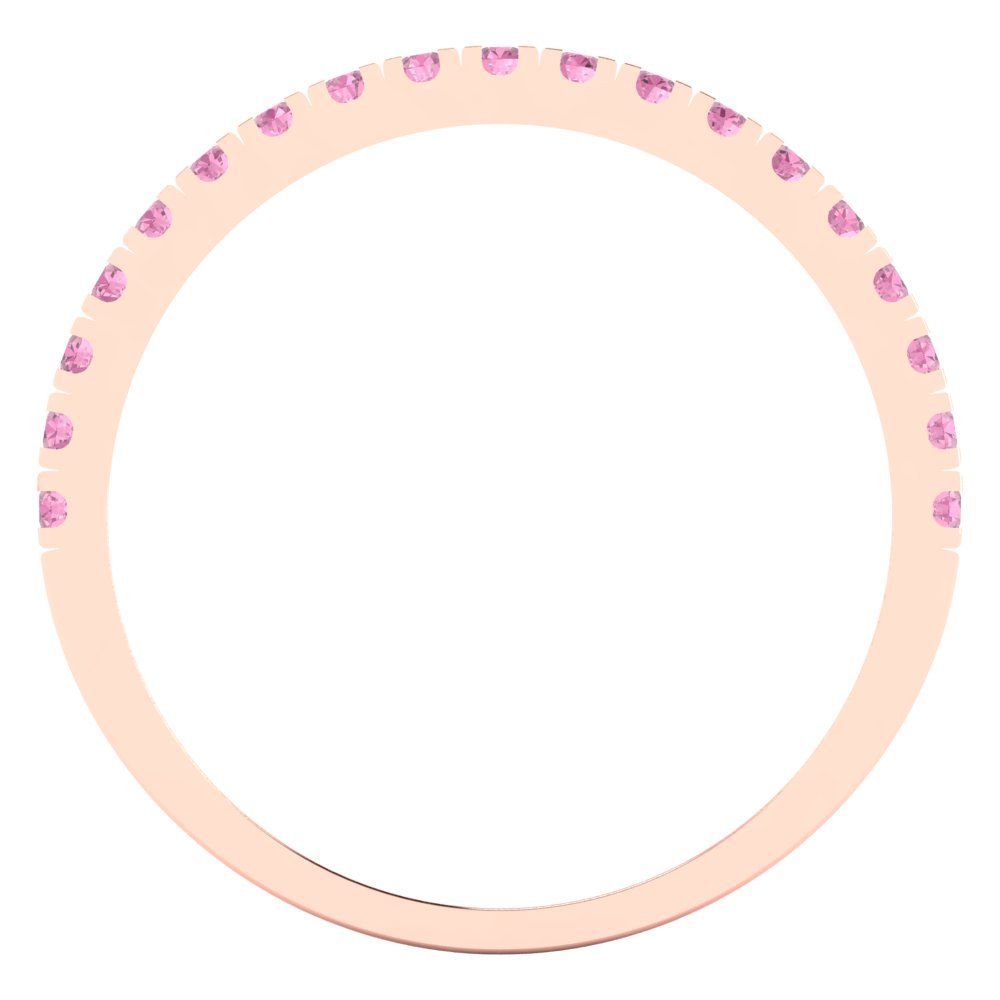 0.285 cttw Simulated Pink Diamond Round Cut Rose Gold Eternity Wedding Band